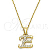 Collares con Dije 04.238.0004.18 Acero Inoxidable, Diseño de Iniciales y Rolo, con Blanca Cristal, Pulido, Tono Dorado (02 MM Thickness, 18 Inches Length)
