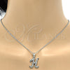 Collares con Dije 04.238.0007.1.18 Acero Inoxidable, Diseño de Iniciales y Rolo, con Blanca Cristal, Pulido, Tono Plateado (02 MM Thickness, 18 Inches Length)