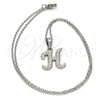 Collares con Dije 04.238.0007.1.18 Acero Inoxidable, Diseño de Iniciales y Rolo, con Blanca Cristal, Pulido, Tono Plateado (02 MM Thickness, 18 Inches Length)