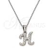 Collares con Dije 04.238.0007.1.18 Acero Inoxidable, Diseño de Iniciales y Rolo, con Blanca Cristal, Pulido, Tono Plateado (02 MM Thickness, 18 Inches Length)