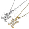 Collares con Dije 04.238.0007.1.18 Acero Inoxidable, Diseño de Iniciales y Rolo, con Blanca Cristal, Pulido, Tono Plateado (02 MM Thickness, 18 Inches Length)