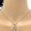 Collares con Dije 04.238.0013.1.18 Acero Inoxidable, Diseño de Iniciales y Rolo, con Blanca Cristal, Pulido, Tono Plateado (02 MM Thickness, 18 Inches Length)
