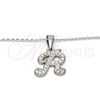 Collares con Dije 04.238.0013.1.18 Acero Inoxidable, Diseño de Iniciales y Rolo, con Blanca Cristal, Pulido, Tono Plateado (02 MM Thickness, 18 Inches Length)