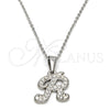 Collares con Dije 04.238.0013.1.18 Acero Inoxidable, Diseño de Iniciales y Rolo, con Blanca Cristal, Pulido, Tono Plateado (02 MM Thickness, 18 Inches Length)