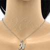 Collares con Dije 04.238.0012.1.18 Acero Inoxidable, Diseño de Iniciales y Rolo, con Blanca Cristal, Pulido, Tono Plateado (02 MM Thickness, 18 Inches Length)