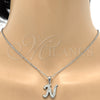 Collares con Dije 04.238.0012.1.18 Acero Inoxidable, Diseño de Iniciales y Rolo, con Blanca Cristal, Pulido, Tono Plateado (02 MM Thickness, 18 Inches Length)