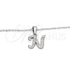 Collares con Dije 04.238.0012.1.18 Acero Inoxidable, Diseño de Iniciales y Rolo, con Blanca Cristal, Pulido, Tono Plateado (02 MM Thickness, 18 Inches Length)