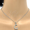 Collares con Dije 04.238.0006.1.18 Acero Inoxidable, Diseño de Iniciales y Rolo, con Blanca Cristal, Pulido, Tono Plateado (02 MM Thickness, 18 Inches Length)
