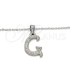 Collares con Dije 04.238.0006.1.18 Acero Inoxidable, Diseño de Iniciales y Rolo, con Blanca Cristal, Pulido, Tono Plateado (02 MM Thickness, 18 Inches Length)