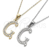Collares con Dije 04.238.0006.1.18 Acero Inoxidable, Diseño de Iniciales y Rolo, con Blanca Cristal, Pulido, Tono Plateado (02 MM Thickness, 18 Inches Length)