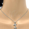 Collares con Dije 04.238.0008.1.18 Acero Inoxidable, Diseño de Iniciales y Rolo, con Blanca Cristal, Pulido, Tono Plateado (02 MM Thickness, 18 Inches Length)