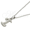Collares con Dije 04.238.0008.1.18 Acero Inoxidable, Diseño de Iniciales y Rolo, con Blanca Cristal, Pulido, Tono Plateado (02 MM Thickness, 18 Inches Length)