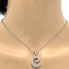 Collares con Dije 04.238.0003.1.18 Acero Inoxidable, Diseño de Iniciales y Rolo, con Blanca Cristal, Pulido, Tono Plateado (02 MM Thickness, 18 Inches Length)