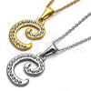 Collares con Dije 04.238.0003.1.18 Acero Inoxidable, Diseño de Iniciales y Rolo, con Blanca Cristal, Pulido, Tono Plateado (02 MM Thickness, 18 Inches Length)