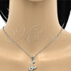 Collares con Dije 04.238.0010.1.18 Acero Inoxidable, Diseño de Iniciales y Rolo, con Blanca Cristal, Pulido, Tono Plateado (02 MM Thickness, 18 Inches Length)