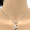 Collares con Dije 04.238.0010.1.18 Acero Inoxidable, Diseño de Iniciales y Rolo, con Blanca Cristal, Pulido, Tono Plateado (02 MM Thickness, 18 Inches Length)