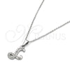 Collares con Dije 04.238.0010.1.18 Acero Inoxidable, Diseño de Iniciales y Rolo, con Blanca Cristal, Pulido, Tono Plateado (02 MM Thickness, 18 Inches Length)