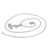 Collares con Dije 04.238.0010.1.18 Acero Inoxidable, Diseño de Iniciales y Rolo, con Blanca Cristal, Pulido, Tono Plateado (02 MM Thickness, 18 Inches Length)