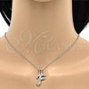 Collares con Dije 04.238.0005.1.18 Acero Inoxidable, Diseño de Iniciales y Rolo, con Blanca Cristal, Pulido, Tono Plateado (02 MM Thickness, 18 Inches Length)