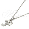 Collares con Dije 04.238.0005.1.18 Acero Inoxidable, Diseño de Iniciales y Rolo, con Blanca Cristal, Pulido, Tono Plateado (02 MM Thickness, 18 Inches Length)