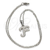 Collares con Dije 04.238.0005.1.18 Acero Inoxidable, Diseño de Iniciales y Rolo, con Blanca Cristal, Pulido, Tono Plateado (02 MM Thickness, 18 Inches Length)