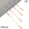 Gargantilla Basica 04.238.0017.1.18 Oro Laminado, Diseño de Herringbone, Pulido, Tono Dorado (0.35 Gauge, 02 MM Thickness, 18 Inches Length)