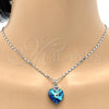 Collares con Dije 04.239.0004.16 Rodio Laminado, Diseño de Corazón y Pave Mariner, con Swarovski Elements Bermuda Blue y Micro Pave Blanca, Pulido, Rodinado (Grosor 02 MM, 16 Pulgadas de Largo)