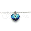 Collares con Dije 04.239.0004.16 Rodio Laminado, Diseño de Corazón y Pave Mariner, con Swarovski Elements Bermuda Blue y Micro Pave Blanca, Pulido, Rodinado (Grosor 02 MM, 16 Pulgadas de Largo)
