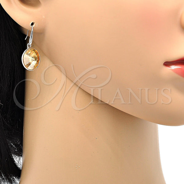 Arete Colgante 02.239.0001.2 Rodio Laminado, con Swarovski Elements Light Silk, Pulido, Rodinado