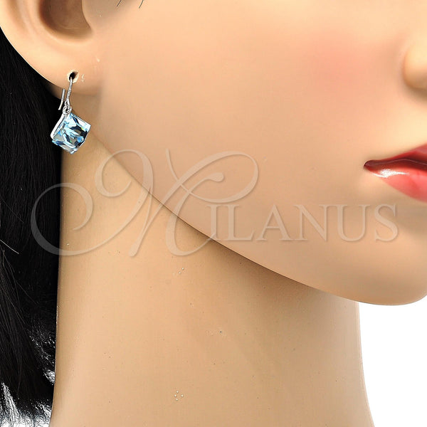 Arete Colgante 02.239.0002 Rodio Laminado, con Swarovski Elements Aquamarine, Pulido, Rodinado