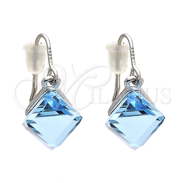 Arete Colgante 02.239.0002 Rodio Laminado, con Swarovski Elements Aquamarine, Pulido, Rodinado