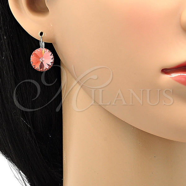 Arete Gancho Frances 02.239.0005.1 Rodio Laminado, con Swarovski Elements Light Siam, Pulido, Rodinado