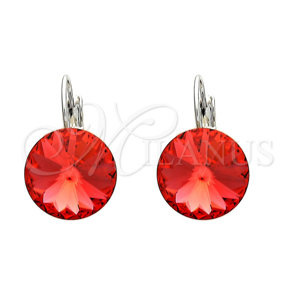 Arete Gancho Frances 02.239.0005.1 Rodio Laminado, con Swarovski Elements Light Siam, Pulido, Rodinado