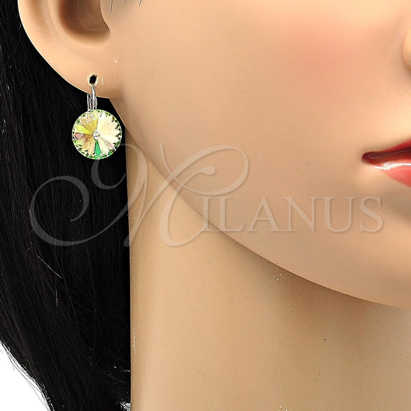 Arete Gancho Frances 02.239.0005.3 Rodio Laminado, con Swarovski Elements Luminous Green, Pulido, Rodinado