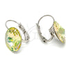 Arete Gancho Frances 02.239.0005.3 Rodio Laminado, con Swarovski Elements Luminous Green, Pulido, Rodinado