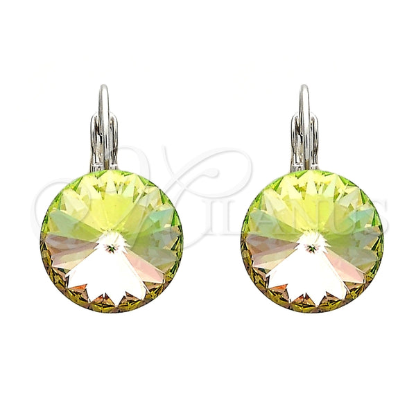 Arete Gancho Frances 02.239.0005.3 Rodio Laminado, con Swarovski Elements Luminous Green, Pulido, Rodinado