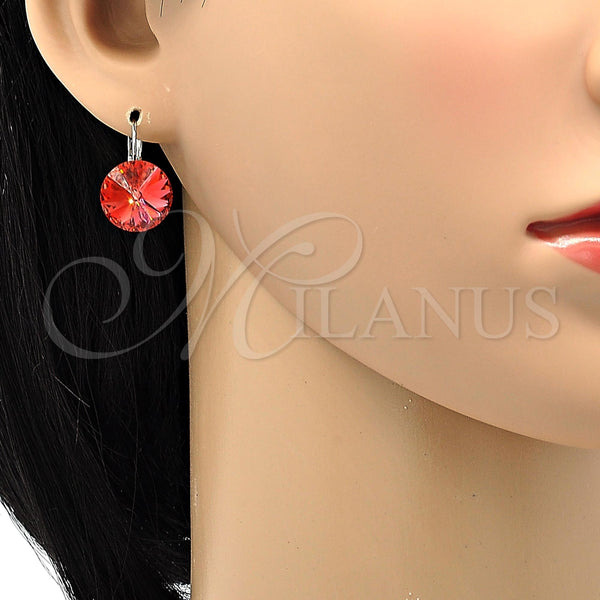 Arete Gancho Frances 02.239.0005.4 Rodio Laminado, con Swarovski Elements Padparadscha, Pulido, Rodinado