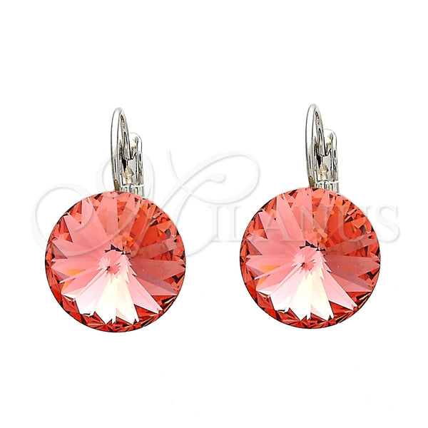 Arete Gancho Frances 02.239.0005.4 Rodio Laminado, con Swarovski Elements Padparadscha, Pulido, Rodinado