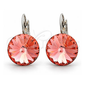 Arete Gancho Frances 02.239.0005.4 Oro Laminado Blanco, con Swarovski Elements Padparadscha, Pulido, Rodinado