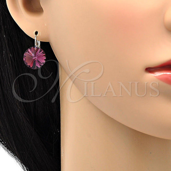 Arete Gancho Frances 02.239.0005.5 Rodio Laminado, con Swarovski Elements Amethyst, Pulido, Rodinado