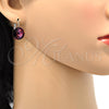 Arete Gancho Frances 02.239.0005.5 Rodio Laminado, con Amethyst Swarovski Elements, Pulido, Rodinado