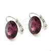 Arete Gancho Frances 02.239.0005.5 Oro Laminado Blanco, con Swarovski Elements Amethyst, Pulido, Rodinado
