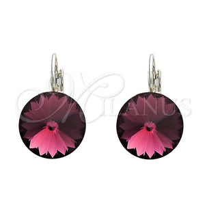 Arete Gancho Frances 02.239.0005.5 Rodio Laminado, con Swarovski Elements Amethyst, Pulido, Rodinado