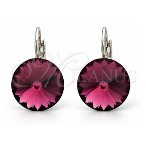 Arete Gancho Frances 02.239.0005.5 Oro Laminado Blanco, con Swarovski Elements Amethyst, Pulido, Rodinado