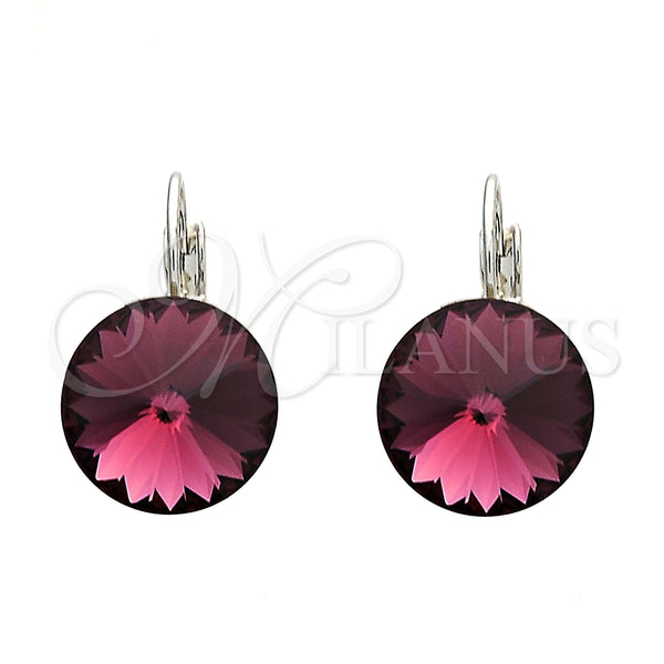 Arete Gancho Frances 02.239.0005.5 Rodio Laminado, con Swarovski Elements Amethyst, Pulido, Rodinado