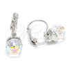 Arete Gancho Frances 02.239.0010 Rodio Laminado, Diseño de Disco, con Swarovski Elements Crystal, Pulido, Rodinado