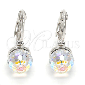 Arete Gancho Frances 02.239.0010 Rodio Laminado, Diseño de Disco, con Swarovski Elements Crystal, Pulido, Rodinado