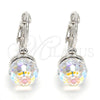 Arete Gancho Frances 02.239.0010 Rodio Laminado, Diseño de Disco, con Swarovski Elements Crystal, Pulido, Rodinado