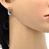 Arete Gancho Frances 02.239.0010.1 Rodio Laminado, Diseño de Disco, con Swarovski Elements Aquamarine, Pulido, Rodinado