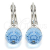 Arete Gancho Frances 02.239.0010.1 Rodio Laminado, Diseño de Disco, con Swarovski Elements Aquamarine, Pulido, Rodinado